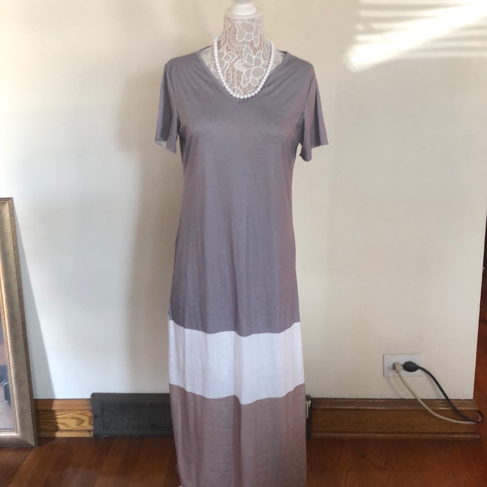 Long Maxi color Block Dress